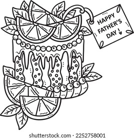 Happy Fathers Day Cake Isolated Coloring Page