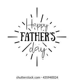 Happy Father's Day calligraphic vector design element. Vintage Typographical retro logo. Happy Fathers Day vintage lettering invitation labels with rays.