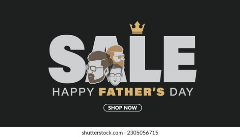 Happy Father's Day Calligraphy  background vector. Sale banner design template