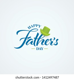 Happy Fathers Day calligraphy banner on white background.