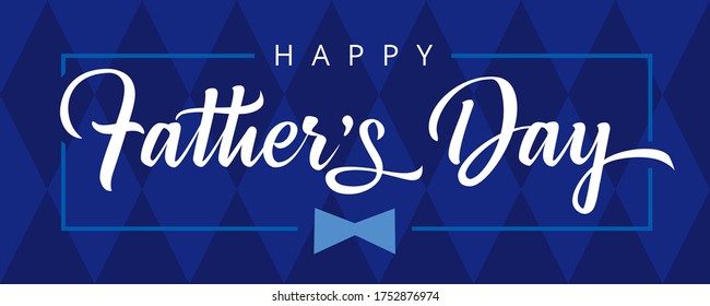 Happy Fathers Day calligraphy for best dad ever greeting poster with blue colors. Father's day sale promotion banner with bow tie. Vector illustration