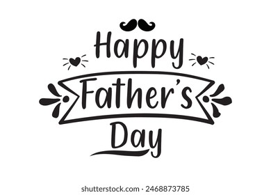 Happy Fathers Day calligraphy with bow tie divider. Poster template with black necktie in divider sketch line and elegant lettering Father's Day. Vector