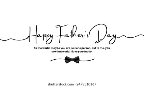 Happy Fathers Day calligraphy with bow and elegant divider shape. Father's Day elegant lettering with 3d bow tie. Vector illustration design