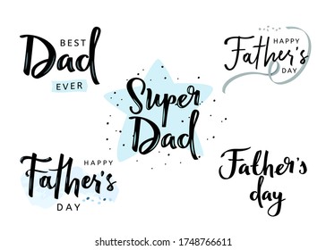 Happy Fathers Day Calligraphy collction of greeting cards. Vector illustrations.