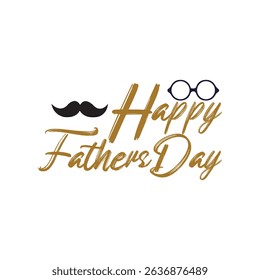 Happy Fathers Day Calligraphy with glasses and mustache 