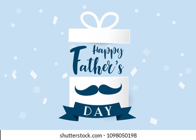 Happy father's day calligraphy greeting card paper art , vector lettering background. illustration