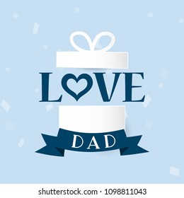 Happy father's day calligraphy greeting card paper art , vector lettering background. illustration