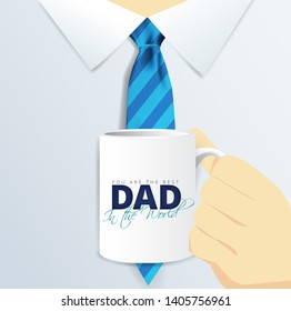 Happy Father's Day Calligraphy greeting card. "you are the best dad in the world" Vector illustration.