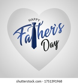 Happy Fathers Day Calligraphy greeting card Vector illustration with Heart and Tie.