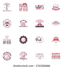 Happy Fathers Day Calligraphy greeting card 16 Black and Pink Typography Collection. Vector illustration. Editable Vector Design Elements