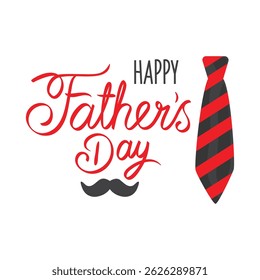 Happy father`s day calligraphy greeting card. Fathers Day vector lettering background with blue tie and white shirt. Dad my king illustration