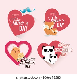 happy fathers day card with animals family