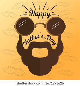 Happy fathers day card with a beard and glasses - Vector