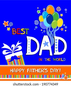 Happy Father's Day card. Best dad. Vector Illustration 