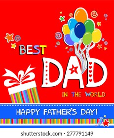 Happy Father's Day card. Best dad. Vector Illustration