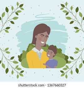 happy fathers day card with black dad and son characters