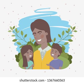 happy fathers day card with black dad and kids