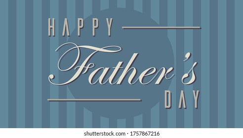 Happy Father's Day Card with Blue Striped Background