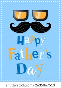 Happy fathers day card with blue color design and heartwarming message for fathers. Great for printing, social media posts, and digital greetings.