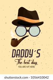 happy fathers day card with calligraphy and accessory