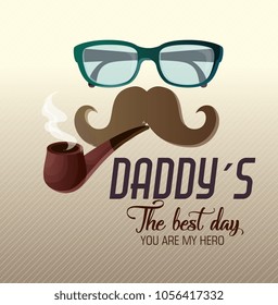 happy fathers day card with calligraphy and accessory