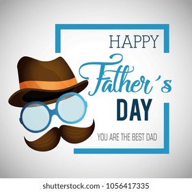 happy fathers day card with calligraphy and accessory