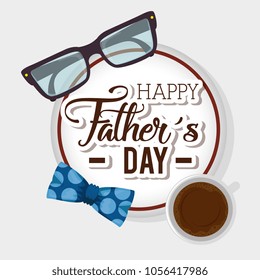 happy fathers day card with calligraphy and accessory