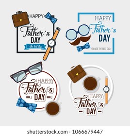 happy fathers day card with calligraphy and accessory