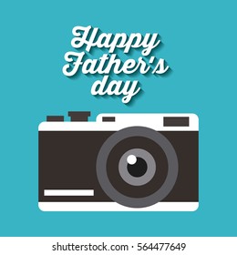 happy father's day card with camera icon. colorful design. vector illustration