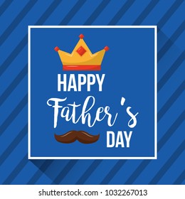 happy fathers day card celebration mustache striped background