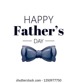 Happy Father's day card. Cute poster with tie butterfly for best Dad on grunge pattern. Cool sketch drawing with elegant typography. Blue 3d tie with text for father. Isolated on white background 