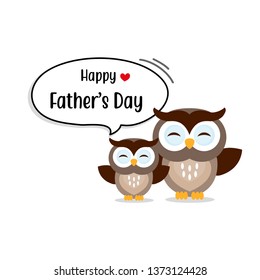 Happy Father's Day card with cute Owl characters. Vector illustration in cartoon style. 