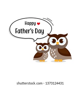 Happy Father's Day card with cute Owl characters. Vector illustration in cartoon style. 