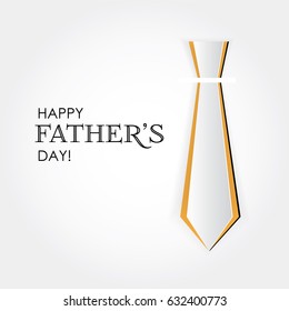 Happy father's day card. Cutout paper tie on white background. Congratulation and greeting for Dad. Creative poster, banner, advertisement, flyer, template for business style sticker. Origami element