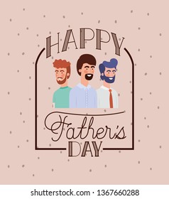 happy fathers day card with dads characters