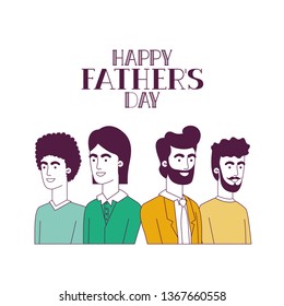 happy fathers day card with dads characters