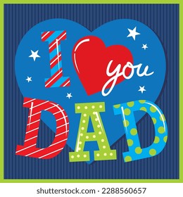 Happy father's day card deign with text and heart