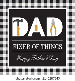 Happy Father's day card design with text and tools