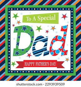 Happy father's day card design with text and stars