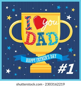 Happy father's day card design with a cup and text