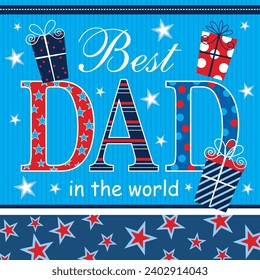 Happy father's day card design with lettering and gifts