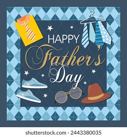 Happy father's day card design with lettering and ornaments