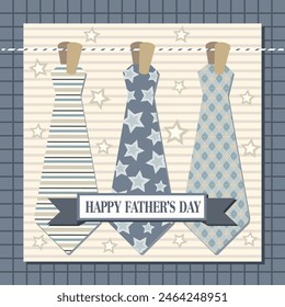 Happy father's day card design with necktie