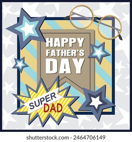 Happy father's day card design with lettering and stars