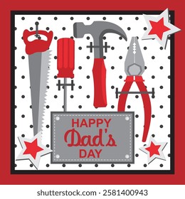 Happy father's day card design with tools 