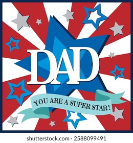 Happy father's day card design with stars