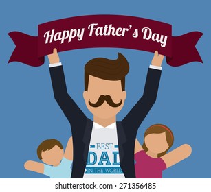 Happy fathers day card design, vector illustration.