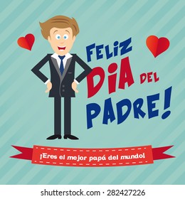 Happy Father's Day card design with text written in Spanish.