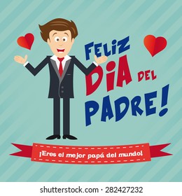 Happy Father's Day card design with text written in Spanish.