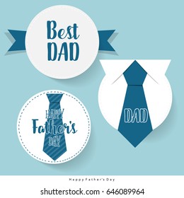 Happy fathers day card design with Big Tie. Vector Illustration.
